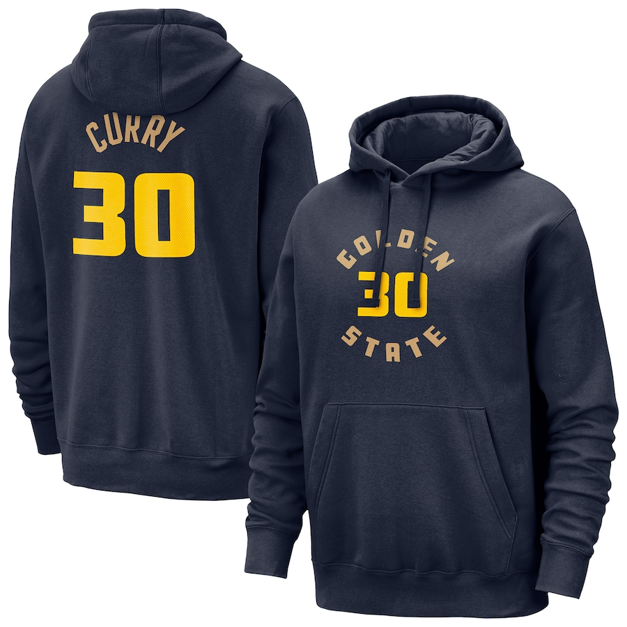 Men's Golden State Warriors 30 Stephen Curry Navy 2024/25 City Edition Pullover Hoodie